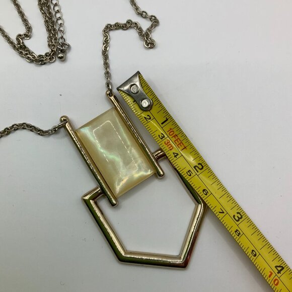 White House Black Market Gold Tone Yellow Enamel Pendant Long Chain Necklace - Picture 7 of 7